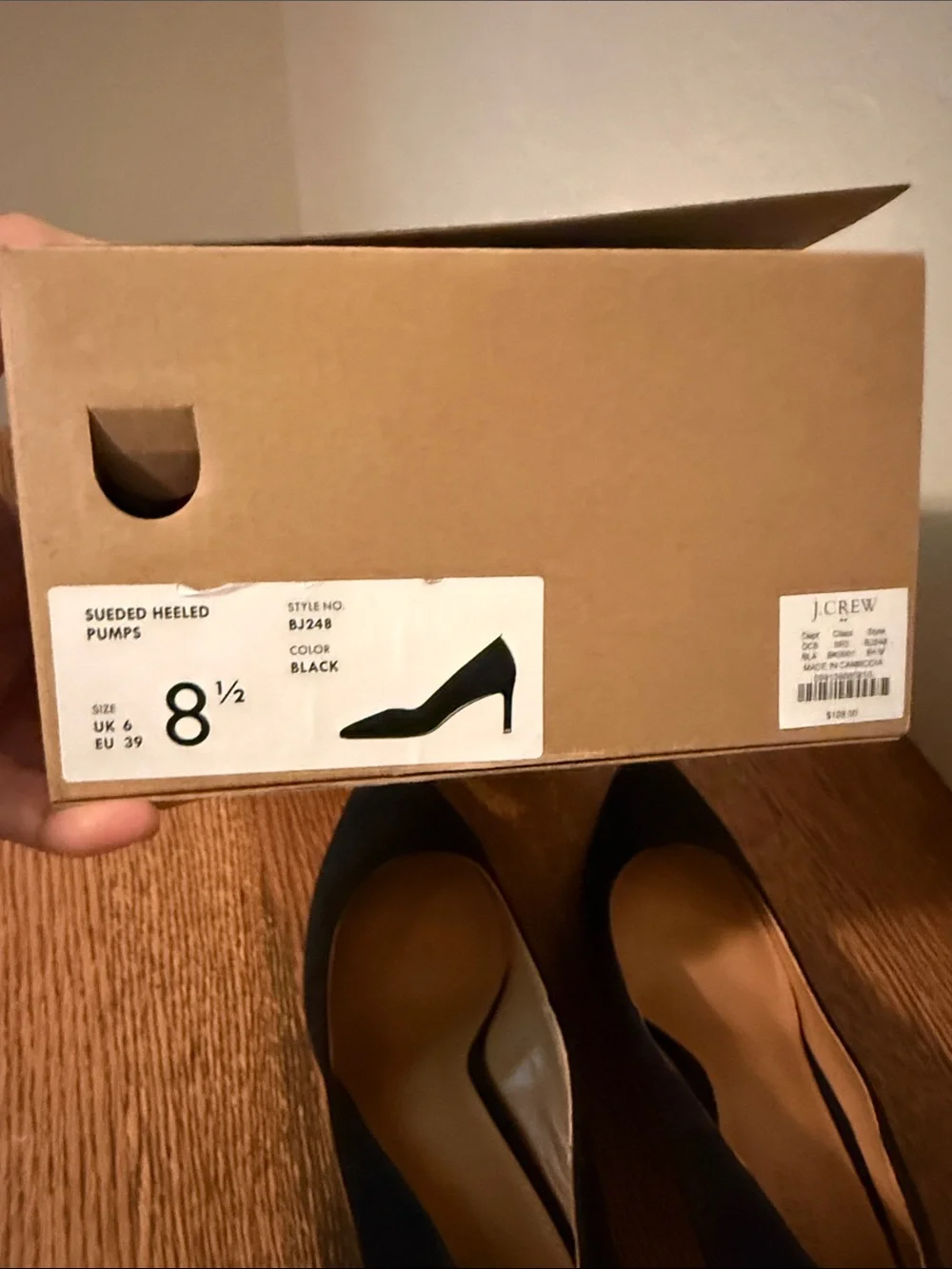 J. Crew Black Suede Pointed-Toe Pumps